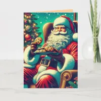 Santa Chocolate Chip Cookies | Vintage Christmas Card