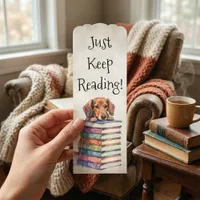 Watercolor Dachshund Puppy Colorful Books Bookworm Bookmarks