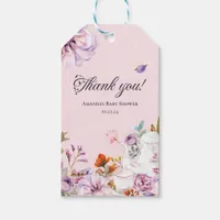 Watercolor Floral Tea Party Baby Shower Thank You Gift Tags