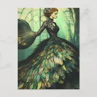 Woman in a Black Fish Dress Fashion Fantasy Postcard