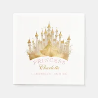 Pink and Gold Princess Crown Party Royal Birthday Napkins