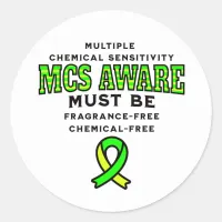 Multiple Chemical Sensitivity MCS Awareness  Classic Round Sticker