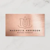 Massage Therapist Rose Gold Foil Brushed Metal Business Card