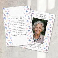 Butterflies Lilac Blue Sympathy Photo Funeral Thank You Card