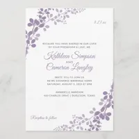 Exquisite Vines Wedding Invitation | Light Purple