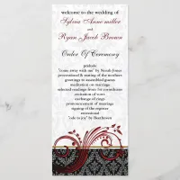 damask red Wedding program