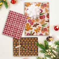 Rustic Gingerbread Citrus Spice Gingham Christmas Wrapping Paper Sheets