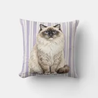 Watercolor Ragdoll Cat Throw Pillow