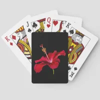 Red Hibiscus Flower Side View Poker Cards