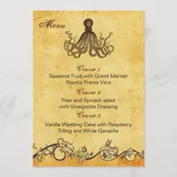 rustic octopus beach wedding menu cards