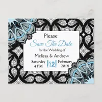 Black and Blue Mandala Wedding Save the Date Announcement Postcard