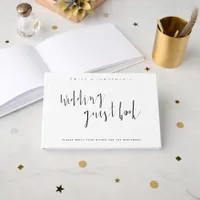 Modern Calligraphy Black White Wedding Guest Book