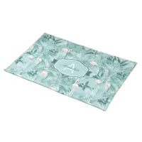 Flamingo Orchid Tropical Pattern Teal ID868 Cloth Placemat