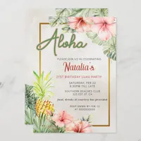 Tropical LUAU Adult Birthday Party  Invitation