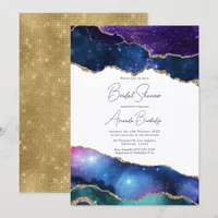 Faux Glitter Agate Cosmic Celestial Bridal Shower Invitation