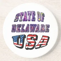 State of Delaware USA Photo & Flag Text Coaster