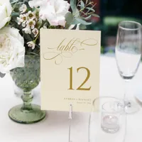 Elegant Cream Gold Script Wedding Table Numbers