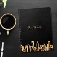 Gold city skyline black business professional notebook