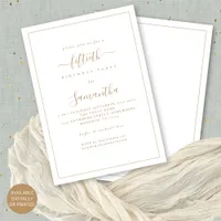 Elegant Gold Script Border 50th Birthday Party Invitation