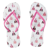 Horse Riding Jockey Pink White Flip Flops