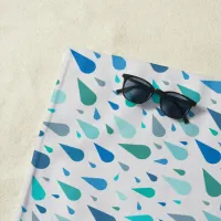 Rainy day pattern with blue raindrops beach towel