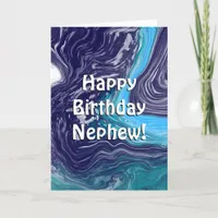 Happy Birthday Nephew | Blue and White Marble   Card