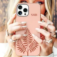 Minimalist Terracotta Botanical Monogram iPhone 16 Pro Max Case