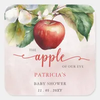 Apple of Our Eye Fall Girl Baby Shower Square Sticker