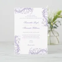 Romantic Floral French Rococo Lavender Wedding Invitation