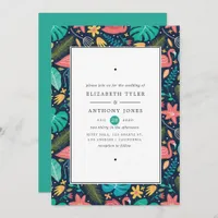 Colorful Exotic Tropical Flamingo Wedding Invitation