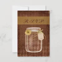sunflower rustic mason jar rsvp cards 3.5 x 5