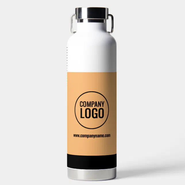 Modern White Peach Black Company Logo Website Water Bottle