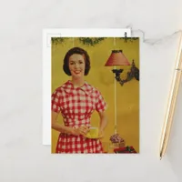 1950s era Christmas Lady Postcard