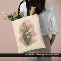 Lily of the Valley Happiness Watercolor Style Tote Bag