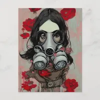 Gas Mask and Flowers Postcard
