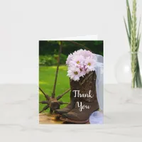 Rustic Daisies Cowboy Boots Bridesmaid Thank You Card