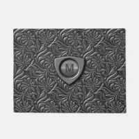 Embossed Metal Shield Monogram ID139 Doormat