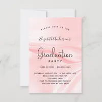 Graduation party blush pink satin silk invitation