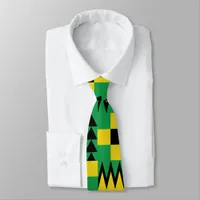 Jamaican Flag Bright Geometric Patterned Neck Tie