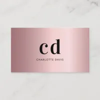 Pink dusty rose monogram initials minimalist business card