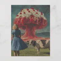 Yummy Cherry Surreal Dessert in the Dairy Pasture Postcard