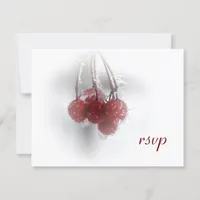 Red Frosty Berries Winter Wedding RSVP