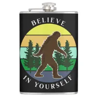 Believe in Yourself | Vintage Sunset Bigfoot   Flask