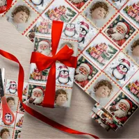 Vintage Stamp Cute Personalised Photo Christmas Wrapping Paper