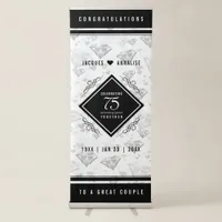 Elegant 75th Diamond Wedding Anniversary Retractable Banner
