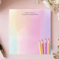 Pastel Watercolor Colored Pencils Personalized Notepad