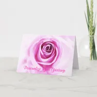 Love Pink Rose Custom text Greeting Card