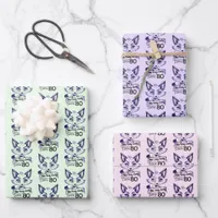 This Foxy Lady Turns 80, Cute Fox Mint Lilac Pink Wrapping Paper Sheets