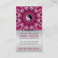 Energy Healing Holistic Pink Silver Business Card