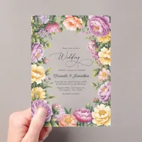 Lilac, Butter Yellow and Pale Coral Floral Wedding Acrylic Invitations